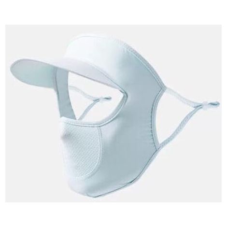 Masque de protection solaire - Protection UV - Masque pour femme - Respirant - Idéal pour l'été, la randonnée et la pêche - Protection solaire estivale - Masque rafraîchissant - Bleu clair (1/4)