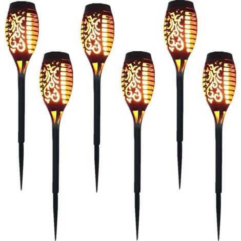 Lampe solaire 12 LED 54cm Décor de jardin extérieur à lumière vacillante - 6 Pack (1/5)