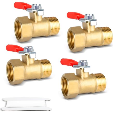 4 Pcs 1/2" Male BSP to 1/2" Female BSP Valvole a sfere pesanti in ottone Mini Valvola a 180 gradi di chiusura a manopola Manopola per raccordi tubi (1/5)