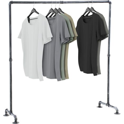 CLP – Portant à vêtements en métal argenté 150 cm – Design industriel moderne – Structure robuste pour manteaux et vestes