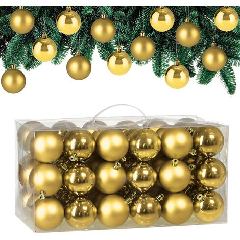 CASARIA® 54x 6cm Christmas Tree Baubles Set Xmas Decorations Balls Festive Indoor Outdoor Hanging Ornaments 27x Glossy 27x Matt Finish Holiday Decs Red/Gold/Copper/Blue/Silver/Pink gold (de)