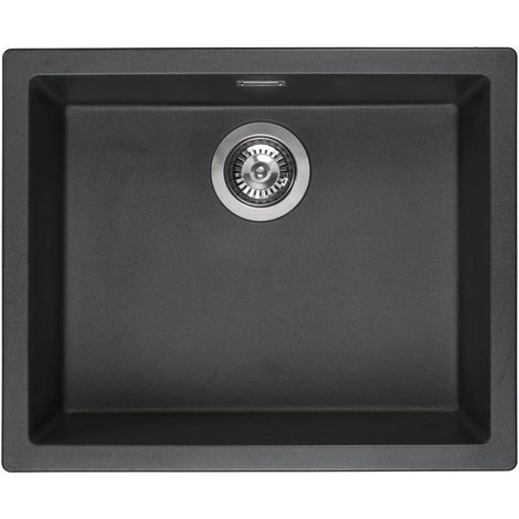 Reginox Amsterdam 50 Integrated Single Bowl Granite Kitchen Sink Black Silvery