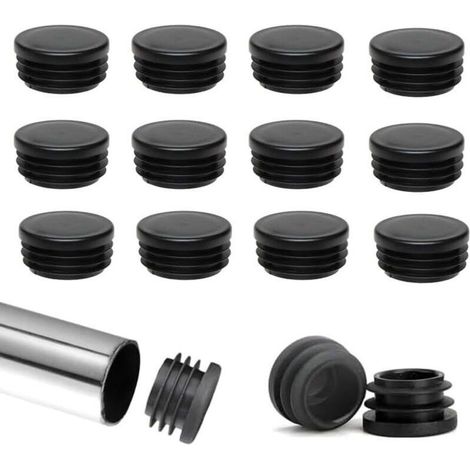 40 embouts ronds pour pieds de chaise, protections en plastique de 22 mm pour les extrémités des meubles, noirs, adaptés aux chaises et aux canapés. (1/4)