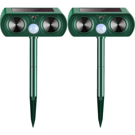 Solar-powered ultrasonic garden pest repellent, waterproof animal pest repellent, 2-pack