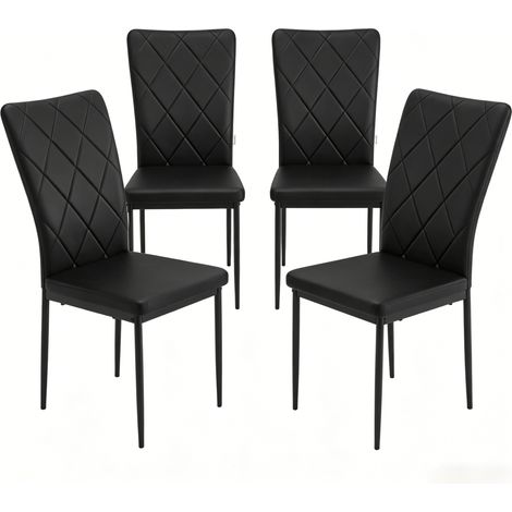 Sillas de comedor tapizadas en polipiel negra con respaldo alto, pack de 4 (1/5)