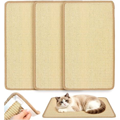 3 Pièces Tapis Griffoir Chat Autocollant Sisal 50x25cm (1/5)