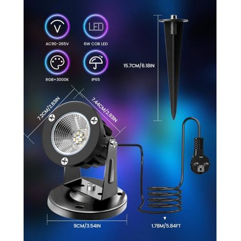 Rgb Led Spot Avec Télécommande, Ip65 Spot Led Extérieur Et Intérieur, Lampe Projecteur À Couleurs Changeantes Pour Plantes Av[L311] (1/5)