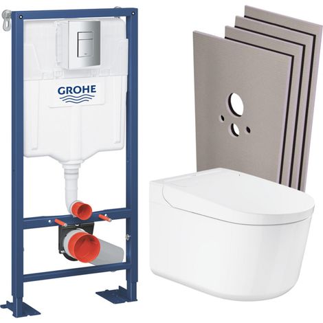 Grohe Pack WC Bâti-support autoportant Solido + WC lavant suspendu Sensia Alpine + Plaque chrome + Set habillage (SOLIDOSENSIA1SB) (1/5)