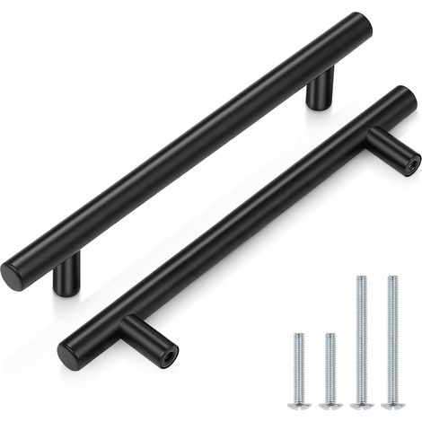 Tirador para cajoneras, metal negro mate, 260 mm, 10 unidades.