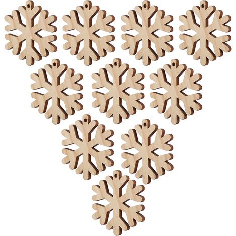 10 Pièces Plaques en Bois Suspendues DIY Artisanat Décorations Sapin Noël Nouvel An Fournitures (1/5)