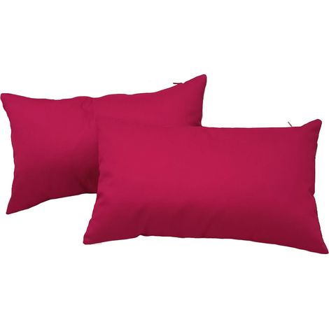 Housses de coussins 30x50 Couleur unie Rose Magenta - Lot de 2 housses de coussin pour canapé et lit Oreillers décoratifs en tissu résistant en coton et polyester avec fermeture éclair (1/5)