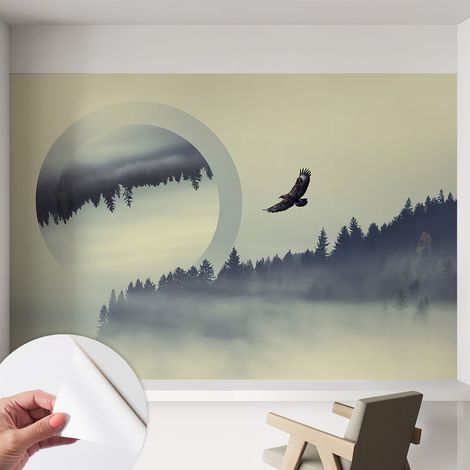 Carta da parati autoadesiva - impermeabile - murale da parete - decorazione murale - Paesaggio boschivo 152x104 cm (1/5)