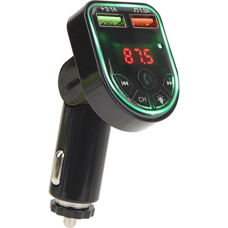 Transmetteur Bluetooth Voiture 12V-24V, Adaptateur Radio Universel avec Chargeur, Bluetooth 5.3, 7 Lumières LED Multicolores, Antidérapant, Mains Libres (1/5)