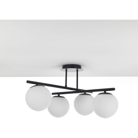 Lampadario in metallo verniciato nero opaco cm. 60x60 H.30 (1/4)