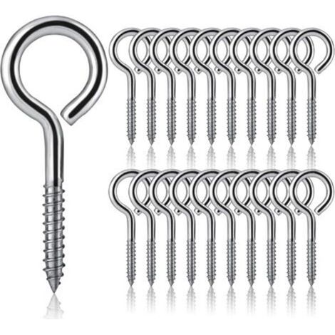 20 Pièces Vis à œillets M5 x 65 Crochets à Vis en Acier Inoxydable 304 Piton à Visser Crochet a Visser Piton à Vis Crochets Métalliques Autotaraudants pour Bricolage, Travaux Manuels, Cadres en Bois (1/4)