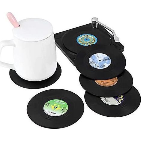 Set mit 6 Silikon-Untersetzern im Vintage-Stil, rutschfest, für Tassen, Kaffee und Getränke (1/5)
