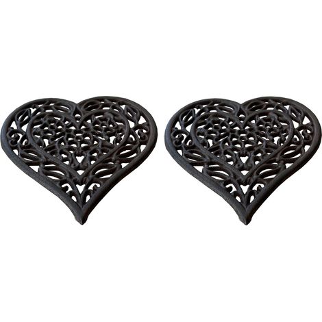 Cast Iron Heart Shaped Trivet (Pack of 2) (1/5)