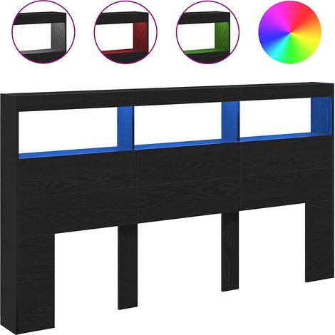 Maison Exclusive - Cabecero de cama con LED roble negro 180x17x10