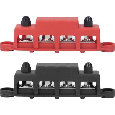 Lot de 2 blocs de distribution d'alimentation à vis M8, barre omnibus à 4 bornes, DC 48 V 250 A, pour automobile et bateau (1/4)