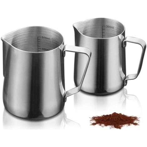 Pot à lait, pot à mousser en acier inoxydable de 350 ml + 600 ml, mousseur à lait pour crème à café