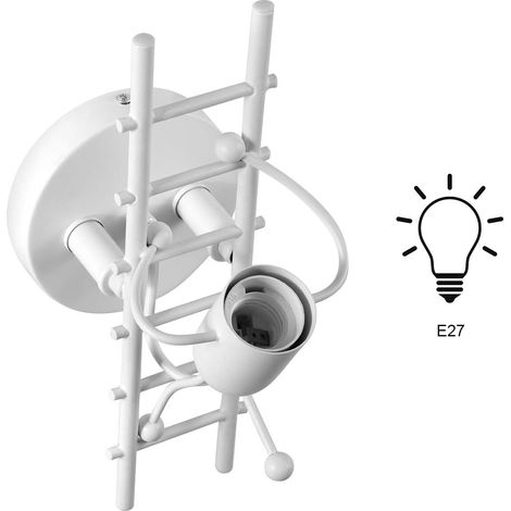 Applique Murale Créative Forme Humaine Intérieur Moderne Applique Murale Art Déco Max 60W E27 Pour Chambre, Chambre D'enfant, Couloir, Salle À Manger, Escalier, Cuisine, Blanc, Ampoule Non Incluse (1/5)