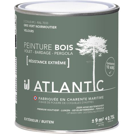 Peinture bois extérieurs - RAL 7033 Gris vert Noirmoutier - 750ML - ATLANTIC (1/3)