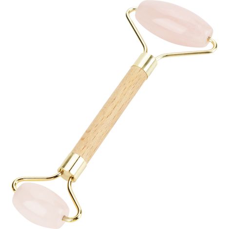 Rouleau de Massage Facial en Quartz Rose et Jade pour Soins de la Peau et Détente (1/4)