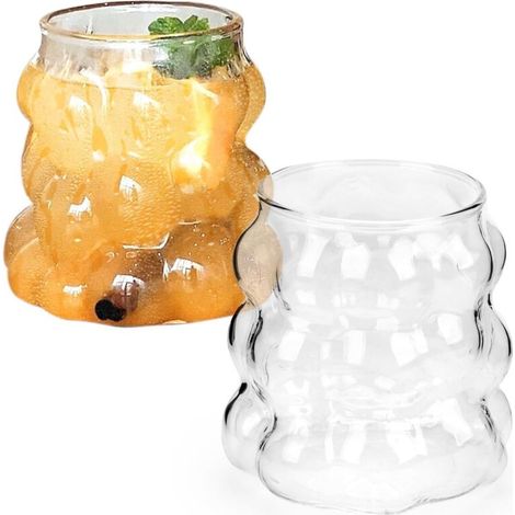 Verres Et Articles Pour Boissons, Ensemble De 2 Verres À Eau De 350 Ml, Verres À Bulles Pour Café Glacé, Latte Macchiato, Verres À Matcha Pour Mojito, Verres Élégants, Compatibles Lave-Vaisselle (1/5)