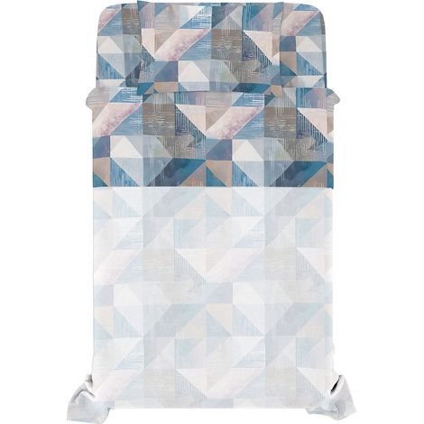 Set Lenzuola Singolo con Stampa Sopra Sotto e Federa Linea River Sepik Blue (1/5)