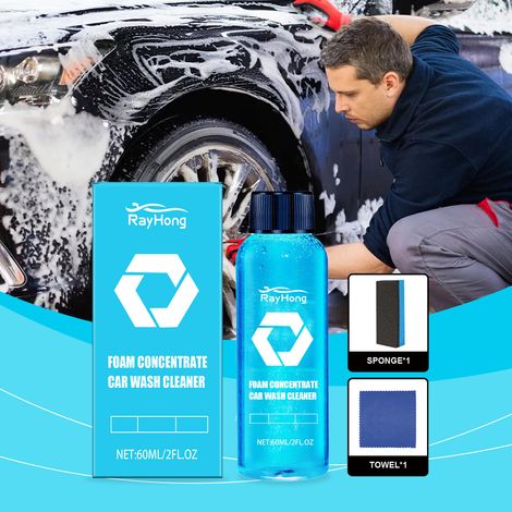 Car wash cleaner, car cleaning, renovation, brightening, waterproofing, and stain resistance, 2-in-1 universal cleaner -- 60ml1 + sponge1 + towel1 (1/5)