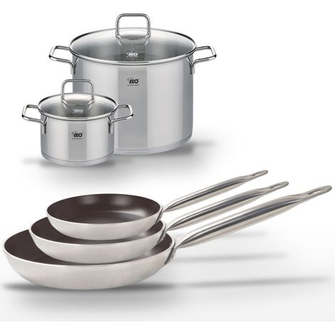 Lot de 3 Poêles 24/28/32 cm Elo Bistro Line et 2 Faitouts 20/26 cm (1/5)