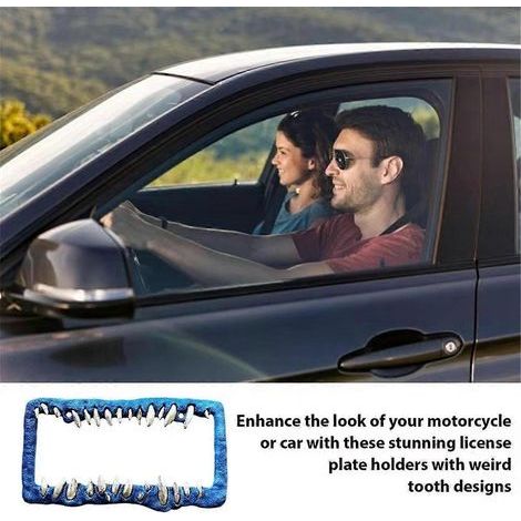 Cadre de plaque d'immatriculation de voiture avec dents d'horreur, support de plaque d'immatriculation CRed (1/5)