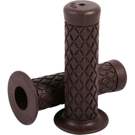 Poignées de guidon vintage universelles 22mm 7/8" en caoutchouc souple brun foncé pour moto (1/3)