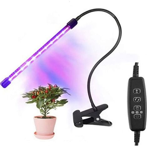 Lampes de croissance pour plantes d'intérieur, 20 LED, 10 niveaux d'intensité et 1 têtes de lampe de croissance avec 3 modes de commutation pour semis et plantes grasses