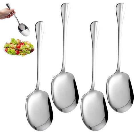 Allecta - Cuchara grande de acero inoxidable de 25 cm - Cuchara para servir, ideal para repostería y cocina. (1/5)