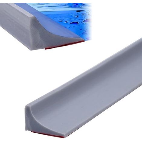 Bande anti-eau - Rebords de Douche - 2 mètres - Barrage d'eau de douche pliable - Séparation sec/humide - Gris - Stoppeur d'eau sanitaire - TPE (1/5)