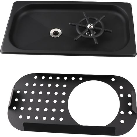 Integrierter Gläserspüler für Spülbecken - Edelstahl 304 - Mehrere Düsen - Mit Wasserleitungen - Zubehör für Küche, Bar, Café (32,5 cm, Schwarz/Silber) (1/5)