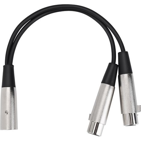 Câble microphone 33cm en métal XLR3M vers double XLR3F pour console de mixage et éclairage (1/5)