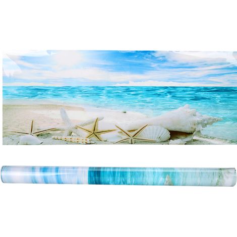 Poster décoratif de fond avec des étoiles de mer, autocollant en PVC, paysage pour aquarium, 61 x 41 cm (1/5)