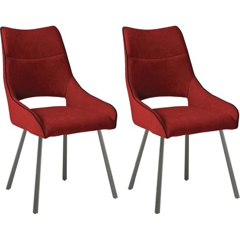 AMADO - Lot de 2 Chaises Tissu Coloris Rouge (1/4)