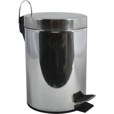 Poubelle à pédale - 1 unité - Acier inoxydable - Ouverture hygiénique - Salle de bain et bureau - Argent - 3 L (1/5)