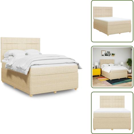 Boxspringbett mit Matratze Creme 160x200 cm Stoff - Boxspringbett - Boxspringbetten - Bett - Schlafzimmermöbel
