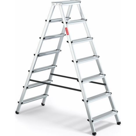 Échelle HOME 2x7 en aluminium, double face, 7 marches, capacité 120 kg (1/5)