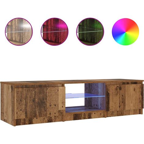 Mueble TV luces LED madera ingeniería envejecida 140x40x36 cm vidaXL