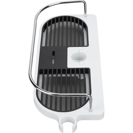 Étagère de douche sans perçage, charge maximale 15 kg, hauteur réglable, design ajouré, porte-manteau de salle de bain (1/5)