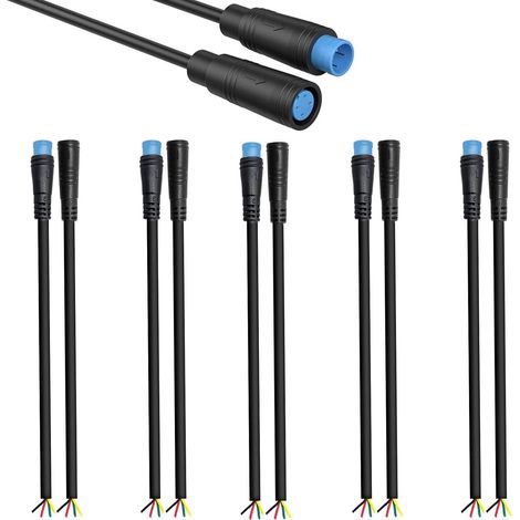 Cable de Bicicleta eléctrica Julet Cables de extensión Impermeables Para Bicicletas eléctricas Cable de Enchufe Hembra Macho Conector de 2-5pines Para la Luz de Bicicleta eléctrica