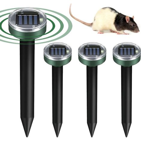 Répulsif Solaire pour Taupe 4 pièces Répulsif Taupe Solaire, Repulsif Souris et Rats Ultrason, Anti Souris Ultrason pour Repousser Taupes, Campagnols et Gaufres (Rond) (1/5)