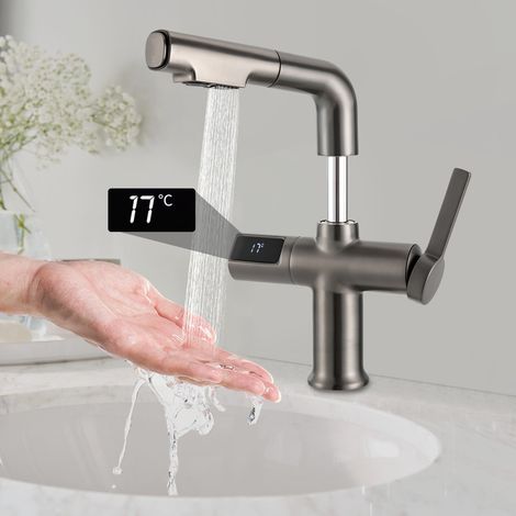 Robinet extractible pour évier de cuisine avec affichage digital de la température (1/5)