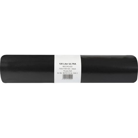 Müllsäcke Polyethylen 120 Liter, 75 my 700 x 1100 mm ohne Zugband schwarz