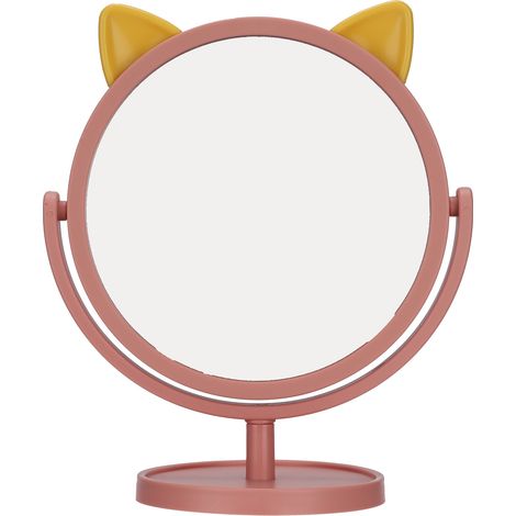 Miroir de maquillage rose réglable, pratique et mignon pour maison ou dortoir (1/5)